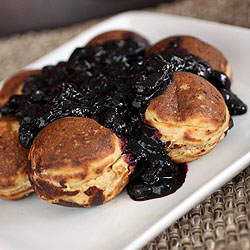Ricotta Filled Pancakes with Blueberry Sauce