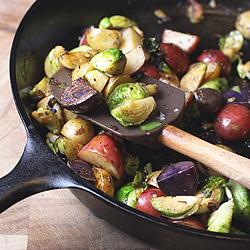 Balsamic Glazed Skillet Potatoes and Brussels Sprouts