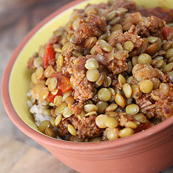 Slow Cooked Lentils with Chorizo