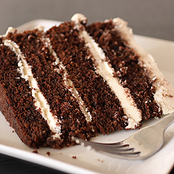 Chocolate Stoudt Cake with White Chocolate Bailey’s Frosting